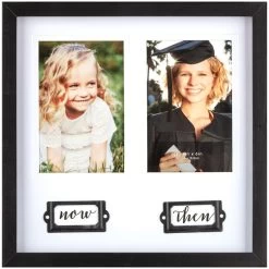 2-Opening Now & Then White Matted Graduation Photo Frame, 4x6