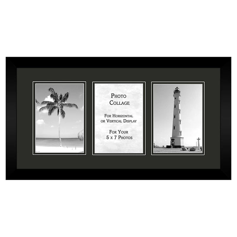3-Opening Black Mat Collage Photo Frame, 20x10 3 3-Opening Black Mat Collage Photo Frame, 20x10