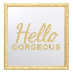3-Piece Hello Gorgeous Gold Framed Wall Mirror Set, 10" -Finest Home Decoration 3 piece hello gorgeous gold framed wall mirror set 10 3