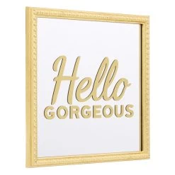 3-Piece Hello Gorgeous Gold Framed Wall Mirror Set, 10" -Finest Home Decoration 3 piece hello gorgeous gold framed wall mirror set 10 5