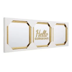 3-Piece Hello Gorgeous Gold Framed Wall Mirror Set, 10" -Finest Home Decoration 3 piece hello gorgeous gold framed wall mirror set 10 7