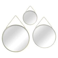 3-Piece Round Mirror Set W/Chain Hanger