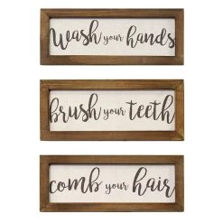 3-Piece Wash Brush Comb Framed Wall Art, 12x4