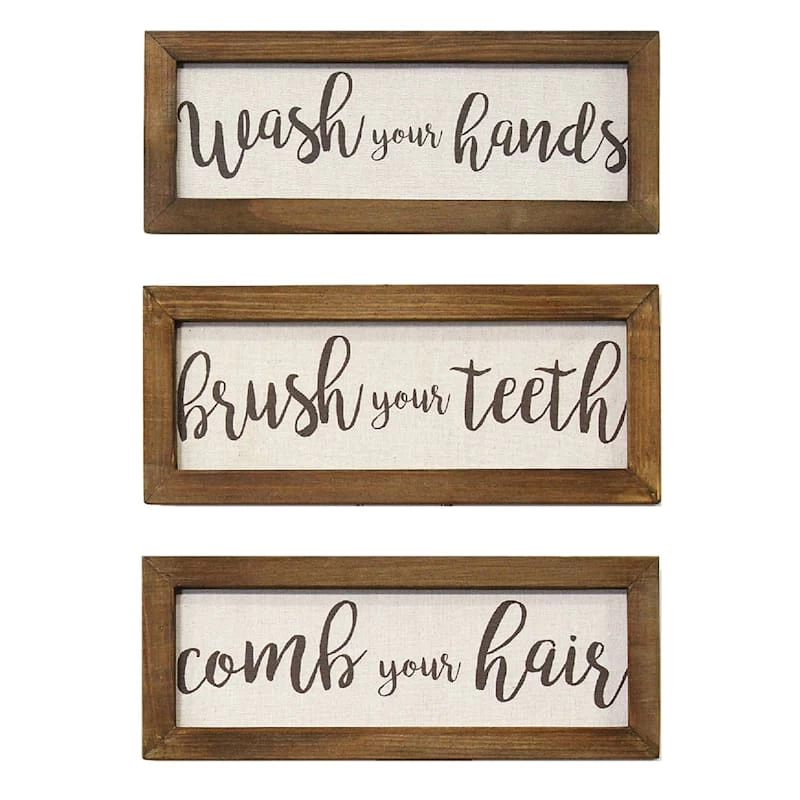 3-Piece Wash Brush Comb Framed Wall Art, 12x4 3 3-Piece Wash Brush Comb Framed Wall Art, 12x4