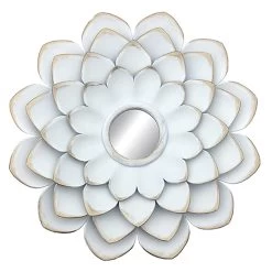 3-Piece White Floral Accent Wall Mirror Set, 14" 10 3-Piece White Floral Accent Wall Mirror Set, 14" -Finest Home Decoration 3 piece white floral accent wall mirror set 14 3