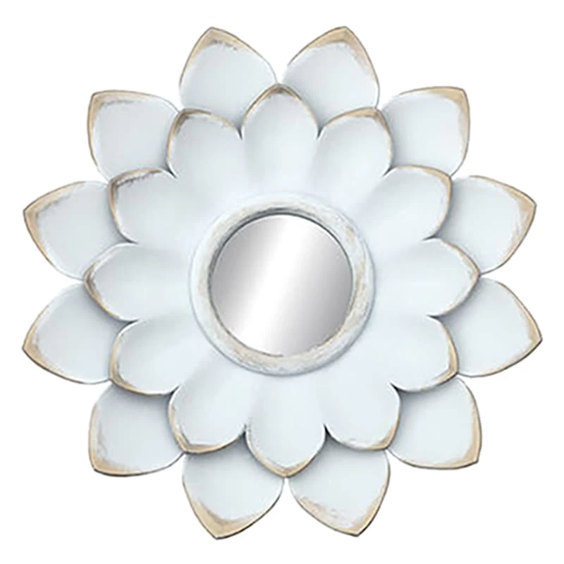 3-Piece White Floral Accent Wall Mirror Set, 14" 7 3-Piece White Floral Accent Wall Mirror Set, 14" - Image 5