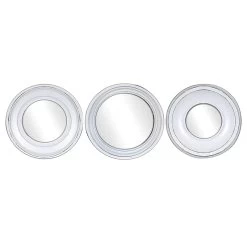 3-Piece Whitewashed Round Wall Mirror Set, 10"