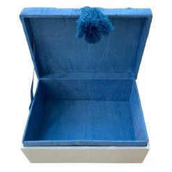 4x7in Blue Fabric Box -Finest Home Decoration 4x7in blue fabric box 1