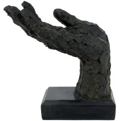 Black Hammered Hand Serving Sculpture, 9"