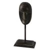 Black Metal Face Mask Sculpture, 10"