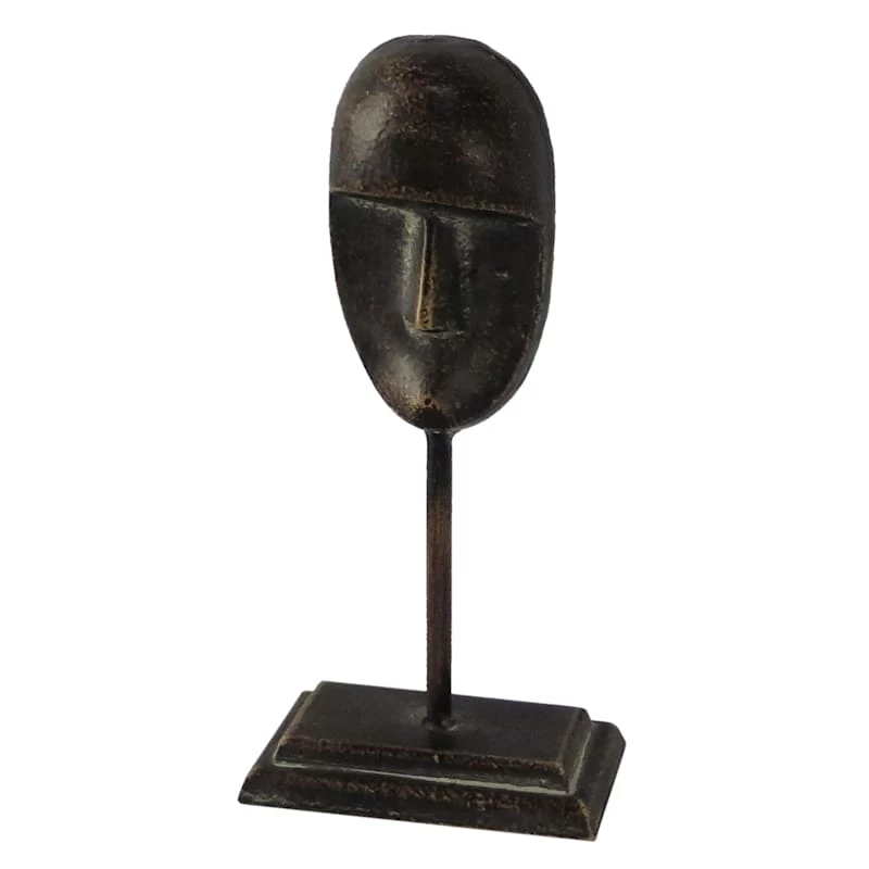 Black Metal Face Mask Sculpture, 10" 3 Black Metal Face Mask Sculpture, 10"
