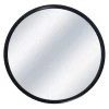 Black Metal Round Wall Mirror, 22"