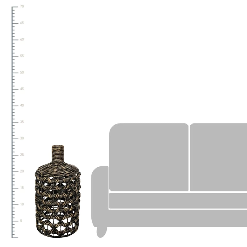 Black Water Hyacinth & Metal Vase, 28" 4 Black Water Hyacinth & Metal Vase, 28" - Image 2