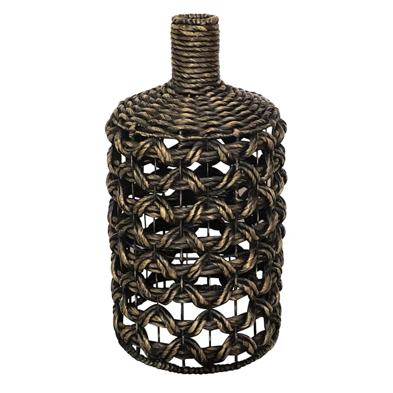 Black Water Hyacinth & Metal Vase, 28" 3 Black Water Hyacinth & Metal Vase, 28"