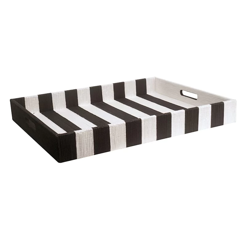 Black & White Woven Decorative Tray, 24x19 3 Black & White Woven Decorative Tray, 24x19