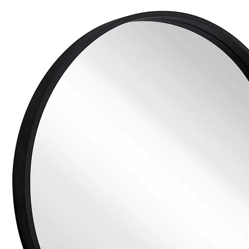 Black Wooden Round Wall Mirror, 28" 4 Black Wooden Round Wall Mirror, 28" - Image 2
