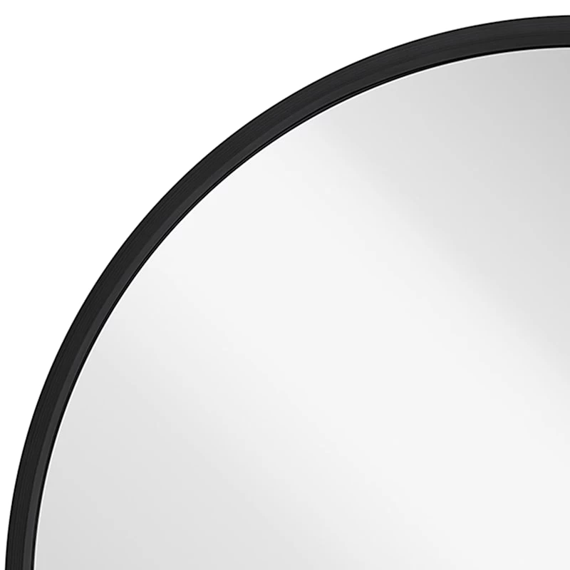 Black Wooden Round Wall Mirror, 28" 5 Black Wooden Round Wall Mirror, 28" - Image 3