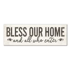 Bless Our Home & All Who Enter Textured Canvas Wall Art, 12x36