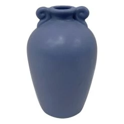 Blue Ceramic Vase With Handles, 6"