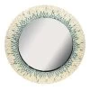 Blue Mother Of Pearl Framed Round Wall Mirror, 30"