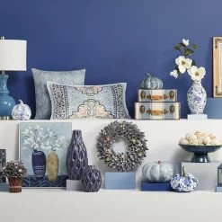 Blue Spun Bamboo Bowl, 12" -Finest Home Decoration blue spun bamboo bowl 12 2