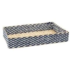 Blue & Tan Seagrass Tray, 20x14