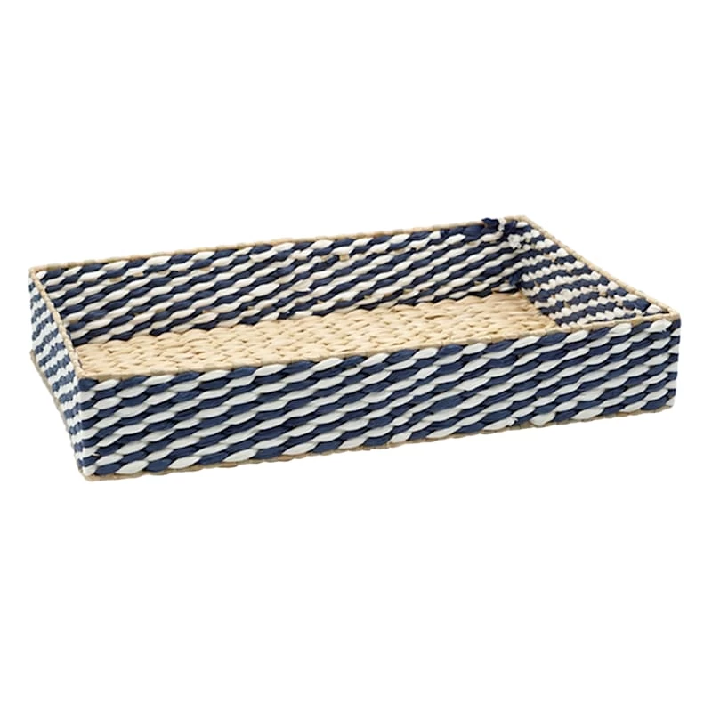 Blue & Tan Seagrass Tray, 20x14 3 Blue & Tan Seagrass Tray, 20x14