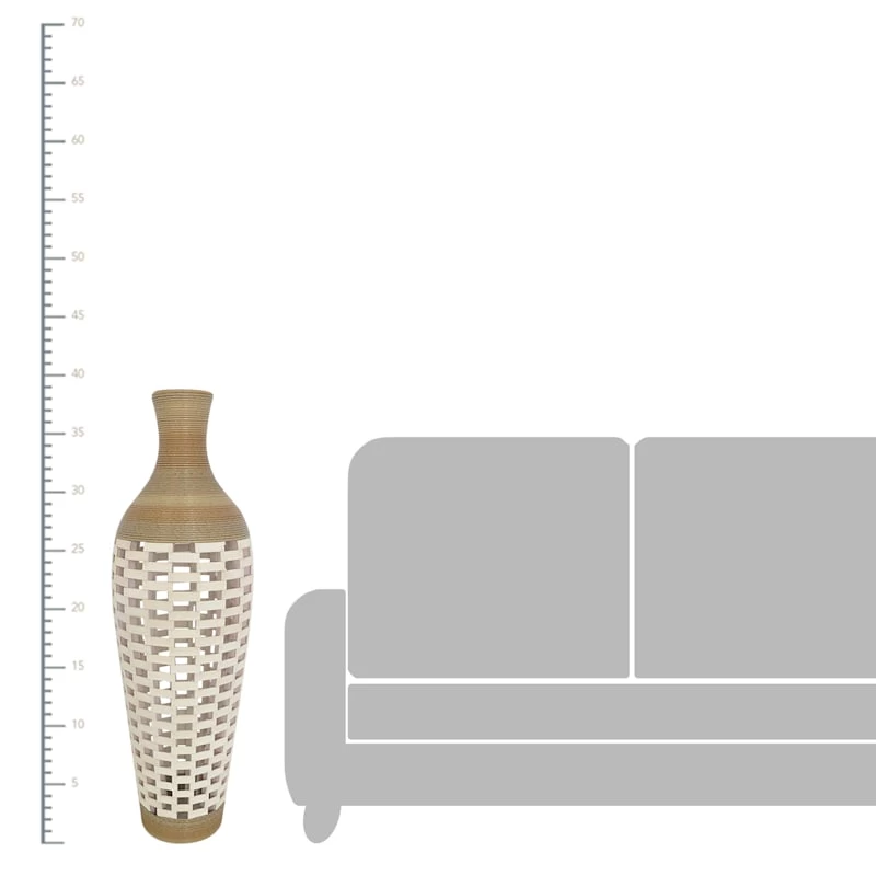 Brown Rattan Floor Vase, 39" 4 Brown Rattan Floor Vase, 39" - Image 2