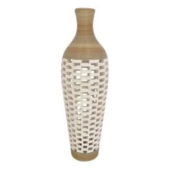 Brown Rattan Floor Vase, 39"