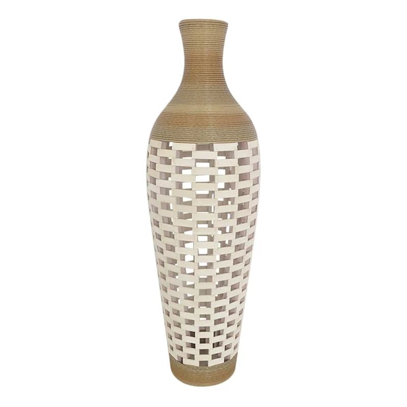 Brown Rattan Floor Vase, 39" 3 Brown Rattan Floor Vase, 39"