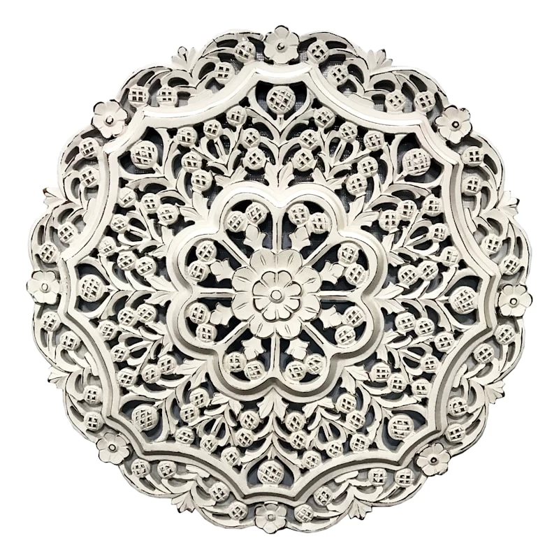 Carved Wood Wall Medallion, 30" 3 Carved Wood Wall Medallion, 30"