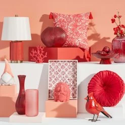 Cherry Red Carved Vase, 15" -Finest Home Decoration cherry red carved vase 15 2