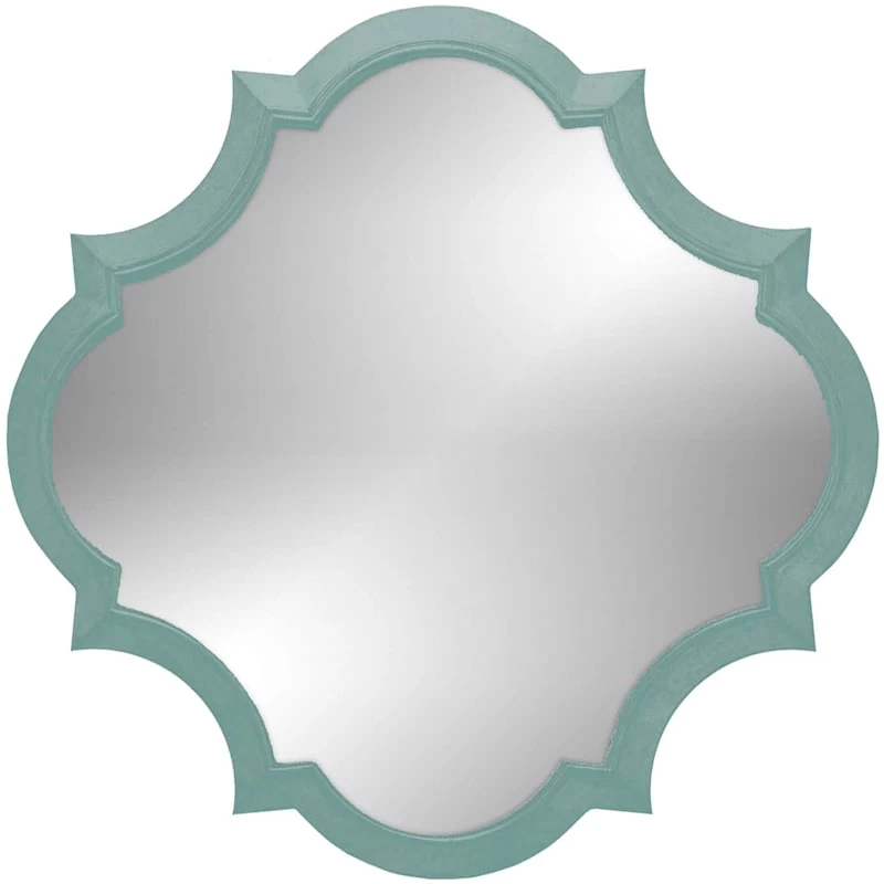 Crest Turquoise Framed Wall Mirror, 14" 3 Crest Turquoise Framed Wall Mirror, 14"