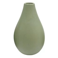 Dark Green Ceramic Vase, 9"