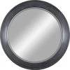 Distressed Blue & Silver Framed Round Wall Mirror, 30"