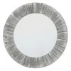 Distressed Light Grey Wood Framed Round Wall Mirror, 20"