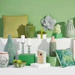 Embossed Green Metal Flower Wall Decor, 14" -Finest Home Decoration embossed green metal flower wall decor 14 2