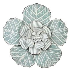 Embossed Green Metal Flower Wall Decor, 14"