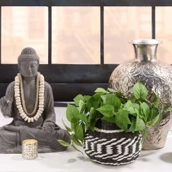 Found & Fable Black & White Woven Vase, 7" -Finest Home Decoration found fable black white woven vase 7 1