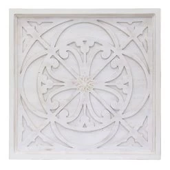 Found & Fable Embossed White Wooden Wall Art, 34"