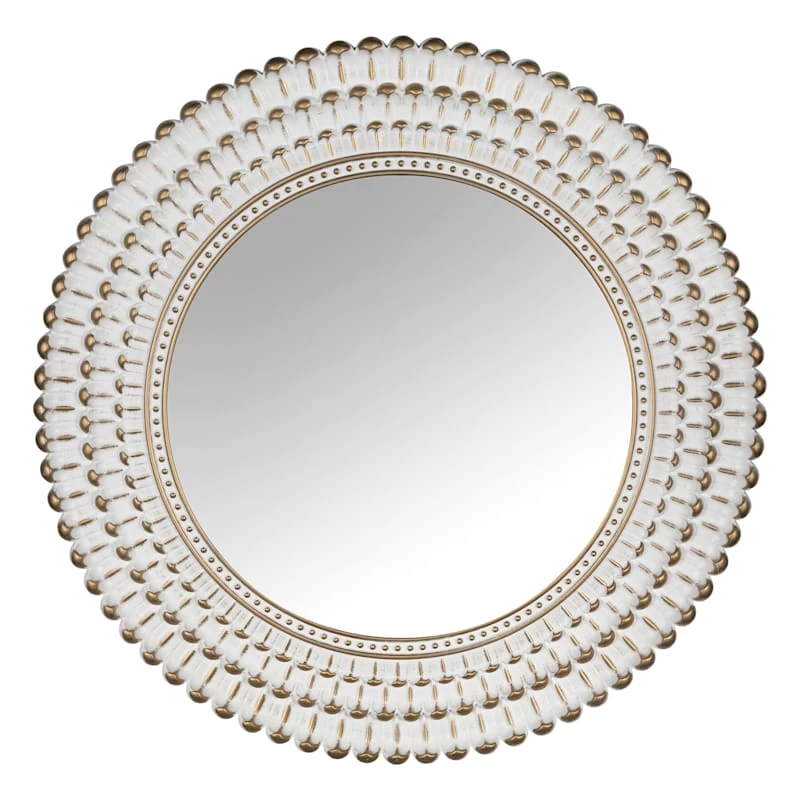Found & Fable White & Gold Round Wall Mirror, 22" 3 Found & Fable White & Gold Round Wall Mirror, 22"
