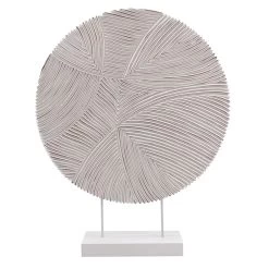 Found & Fable White Round Etched Disk Figurine, 19"