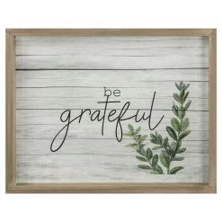 Framed Be Grateful Wooden Canvas Wall Art, 14x11