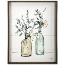 Framed Flower Vases Canvas Wall Art, 16x20