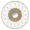 Framed Flower Weaved Round Wall Mirror, 24"