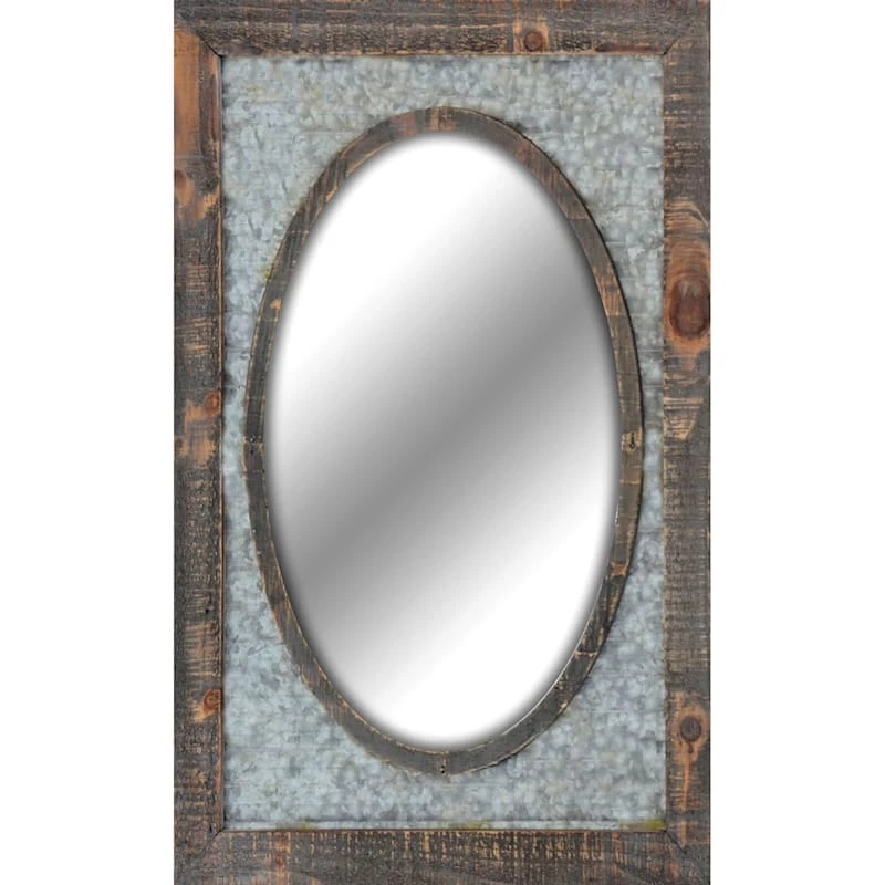 Galvanized Metal Inlay Wall Mirror, 17x24 3 Galvanized Metal Inlay Wall Mirror, 17x24