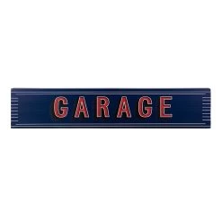 Garage Blue Faux Wood Wall Art, 36x7