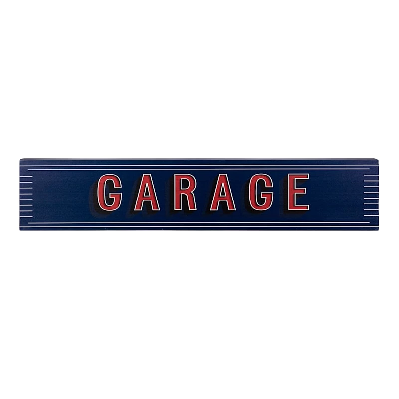 Garage Blue Faux Wood Wall Art, 36x7 3 Garage Blue Faux Wood Wall Art, 36x7