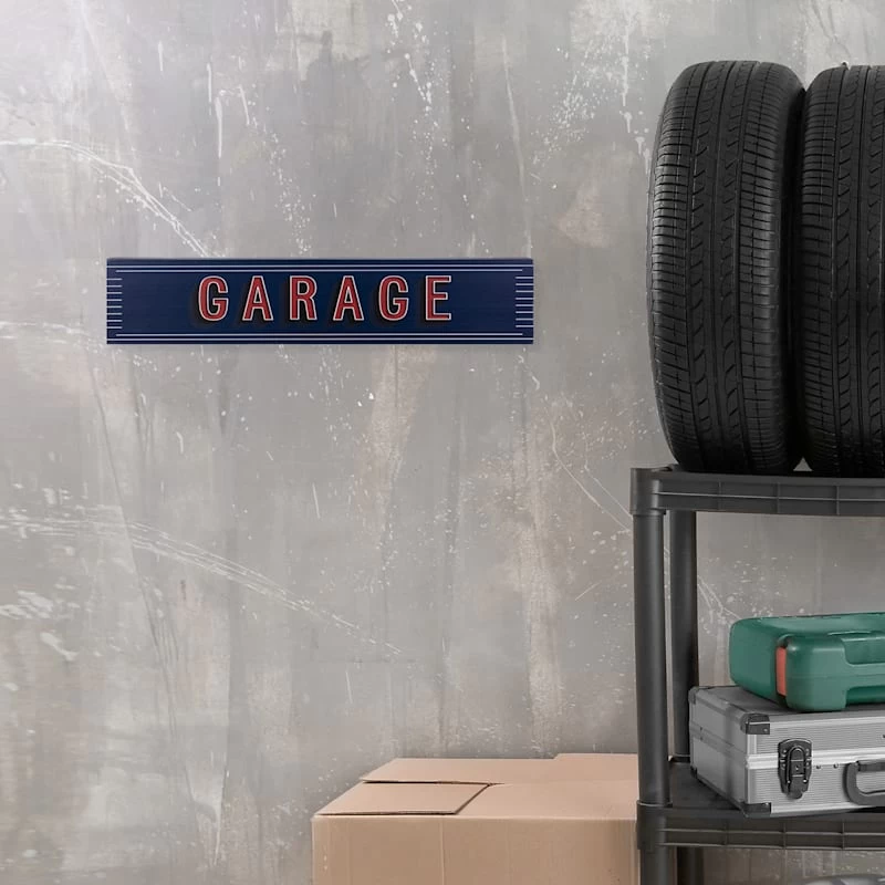 Garage Blue Faux Wood Wall Art, 36x7 4 Garage Blue Faux Wood Wall Art, 36x7 - Image 2