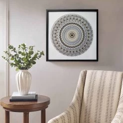 Glass Framed Abstract Mandala Print Wall Art, 25" -Finest Home Decoration glass framed abstract mandala print wall art 25 2